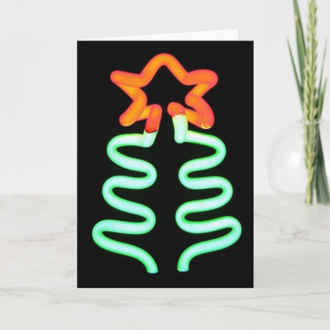 Cartão De Festividades Winter Holiday Card: "Merry (neon) Christmas" (Frente)