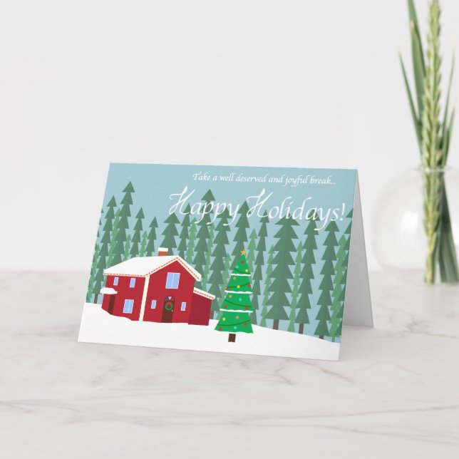 Cartão De Festividades Winter Illustration Holiday Card (Frente)