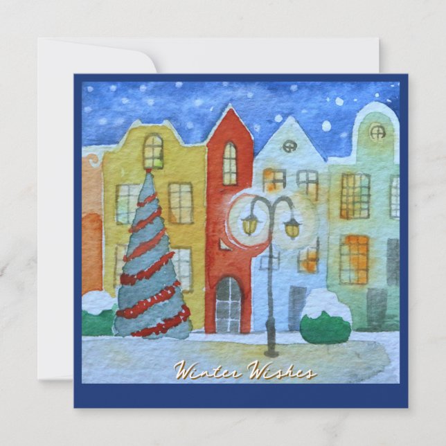 Cartão De Festividades Winter In A Quiet Little Town Christmas Card (Frente)