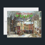 Cartão De Festividades Winter in Gloucester - Merry Christmas!<br><div class="desc">Winter in Gloucester,  fine art painting by American artist,  Frederick Mulhaupt. Decorated with Christmas holly. Merry Christmas!</div>