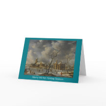 Winter Landscape with Skaters On Frozen Lake card