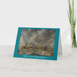 Cartão De Festividades Winter Landscape with Skaters On Frozen Lake card