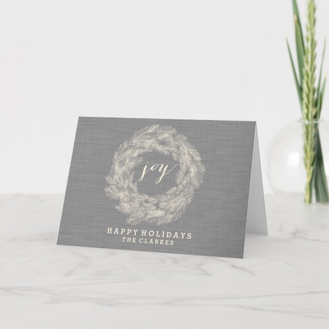 CARTÃO DE FESTIVIDADES WINTER LINEN | JOY | STYLISH HOLIDAY CARD (Frente)