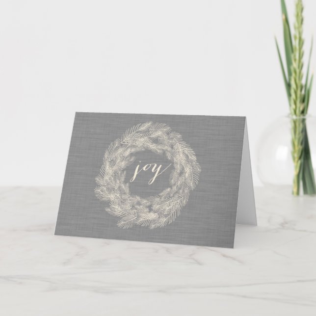 CARTÃO DE FESTIVIDADES WINTER LINEN | JOY | STYLISH HOLIDAY CARD (Frente)