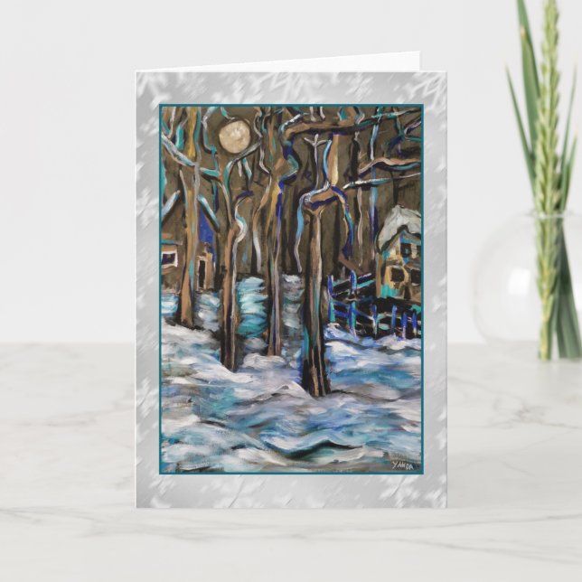 Cartão De Festividades Winter Moon Art Card (Frente)