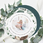 Cartão De Festividades Winter Nature | Círculo De Pavimentação De Cores D<br><div class="desc">Envie desejos e saudações de férias a amigos, colegas e família em cartões de natal simples, bonitinhos, chicos, elegantes e modernos de design festivo, do estilo natural e colorido! Uma bela faixa de coroa de folhas de cor-de-água verde-macia, pintadas (pinheiro, eucalipto, samambaia), com bonito cones de pinheiro castanho e magnólia...</div>
