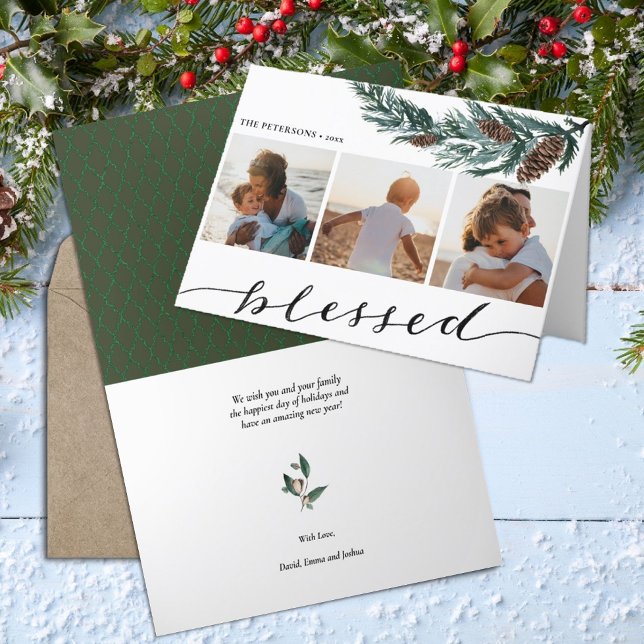 Cartão De Festividades Winter Nature | Colagem Fotográfica Pine Cone Thre (Criador carregado)