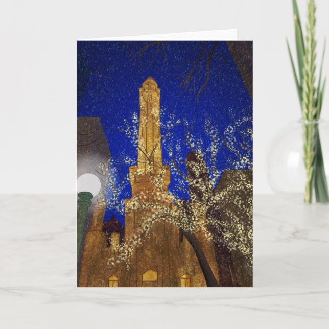 Cartão De Festividades Winter Night at the Water Tower (Frente)