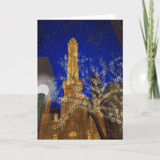Cartão De Festividades Winter Night at the Water Tower