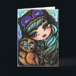 Cartão De Festividades Winter Owl Snow Forest Christmas Card<br><div class="desc">This greeting card was designed and created featuring the original,  hand-painted Fantasy Art of Hannah Lynn. To learn more about the artist,  go to hannanhlynnart.com.</div>