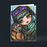 Cartão De Festividades Winter Owl Snow Forest Christmas Card<br><div class="desc">This greeting card was designed and created featuring the original,  hand-painted Fantasy Art of Hannah Lynn. To learn more about the artist,  go to hannanhlynnart.com.</div>