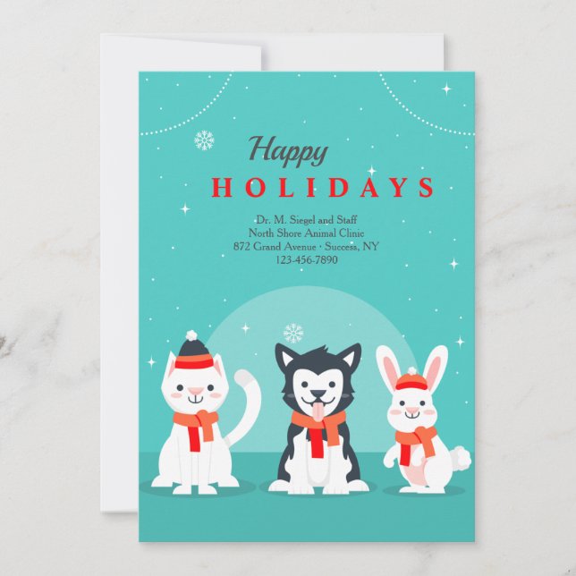 Cartão De Festividades Winter Pets Veterinary Holiday Greeting Cards (Frente)