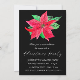 Cartão De Festividades Winter Poinsettia Christmas Party Watercolor