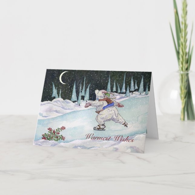 Cartão De Festividades Winter Skate Holiday Card (Frente)