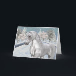 Cartão De Festividades Winter Snow<br><div class="desc">A beautiful appaloosa stallion,  the background is of snow and trees covered in snow,  with snowflakes falling</div>