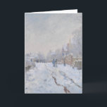 Cartão De Festividades Winter Snow at Argeteuil<br><div class="desc">"Snow at Argeteuil" ( a nearby village of Paris France)  by Claude Monet.  Vintage painted image of People walking through the snow into town.</div>