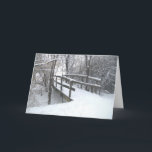 Cartão De Festividades Winter Snow Covered Bridge Christmas Card<br><div class="desc">This Christmas Card has a snow covered bridge on the front,  and is blank in the middle for your personal message.</div>
