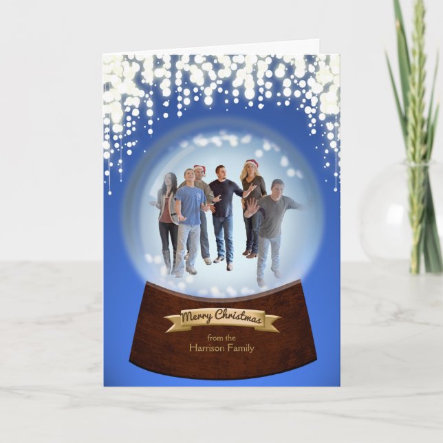 Cartão De Festividades Winter Snow Glass Holiday Photo (Frente)