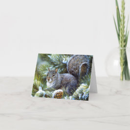 Cartão De Festividades Winter Snow ... Gray (Grey) Squirrel