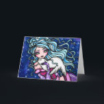 Cartão De Festividades Winter Snowflake Seal Mermaid Fantasy Art Card<br><div class="desc">This greeting card was designed and created featuring the original,  hand painted fantasy art of Hannah Lynn. To learn more about this artist,  visit hannahlynnart.com.</div>