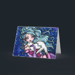 Cartão De Festividades Winter Snowflake Seal Mermaid Fantasy Art Card<br><div class="desc">This greeting card was designed and created featuring the original,  hand painted fantasy art of Hannah Lynn. To learn more about this artist,  visit hannahlynnart.com.</div>