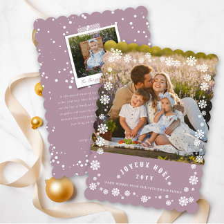 Cartão De Festividades Winter Snowflakes Joyeux Noel Christmas Chic Photo
