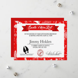 Cartão De Festividades Winter Snowflakes Santa's Nice List
