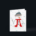 Cartão De Festividades Winter Snowman Neve Whimsical Primitive Art<br><div class="desc">Um boneco de neve se posiciona na neve e levanta pessoas passando. Este design de cartão seria excelente para bonito em qualquer ocasião que você queira enviar um sorriso para alguém. Adicione texto e faça-o para uma ocasião especial como Natal ou Aniversário.</div>