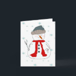 Cartão De Festividades Winter Snowman Neve Whimsical Primitive Art<br><div class="desc">Um boneco de neve se posiciona na neve e levanta pessoas passando. Este design de cartão seria excelente para bonito em qualquer ocasião que você queira enviar um sorriso para alguém. Adicione texto e faça-o para uma ocasião especial como Natal ou Aniversário.</div>