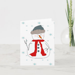 Cartão De Festividades Winter Snowman Neve Whimsical Primitive Art