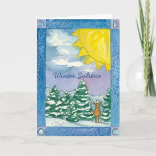 Cartão De Festividades Winter Solstice Deer Snow Landscape Watercolor
