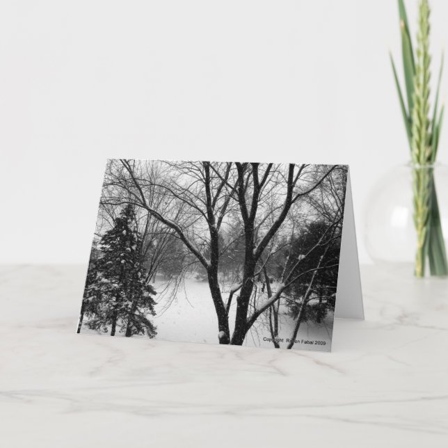 Cartão De Festividades Winter Solstice Greetings, Snowy Trees (Frente)