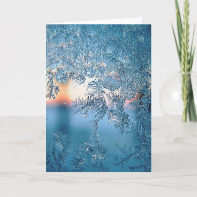 Cartão De Festividades Winter Sunlight Through Frosted Ice Crystals Glass (Frente)