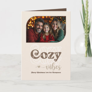 Cartão De Festividades Winter Taupe Cozy Vibes Foto De Natal Retroativa