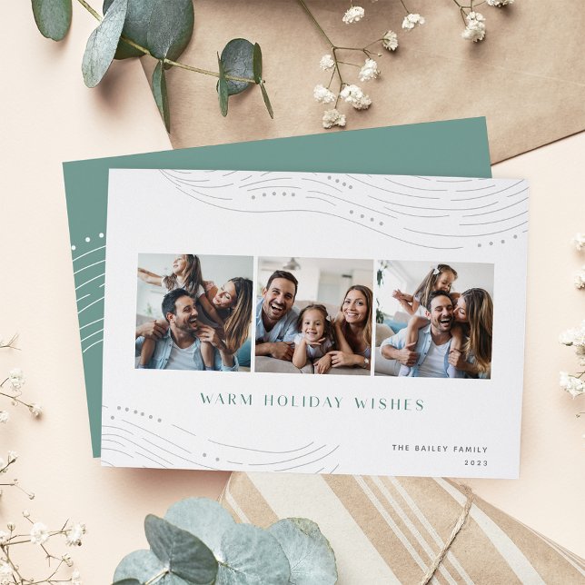 Cartão De Festividades Winter Tidings | 3 Photo Collage (Criador carregado)