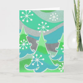 Cartão De Festividades Winter Trees green 'Season's Greetings' vertical