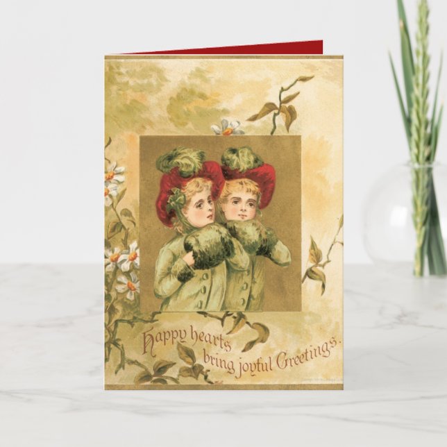 Cartão De Festividades Winter Twins Christmas Card (Frente)