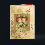 Cartão De Festividades Winter Twins Christmas Card<br><div class="desc">Vintage Christmas Cards bring a certain warms with them. Special Christmas Cards for special people. Seasons Greetings and Holiday Wishes</div>
