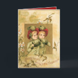 Cartão De Festividades Winter Twins Christmas Card<br><div class="desc">Vintage Christmas Cards bring a certain warms with them. Special Christmas Cards for special people. Seasons Greetings and Holiday Wishes</div>