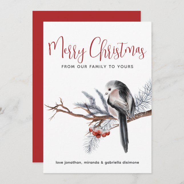 Cartão De Festividades Winter Watercolor Red (Frente/Verso)