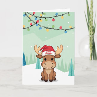 Cartão De Festividades Winter Whimsical Moose
