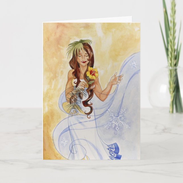 Cartão De Festividades Winter Wishes, Summer Land Holiday Card (Frente)