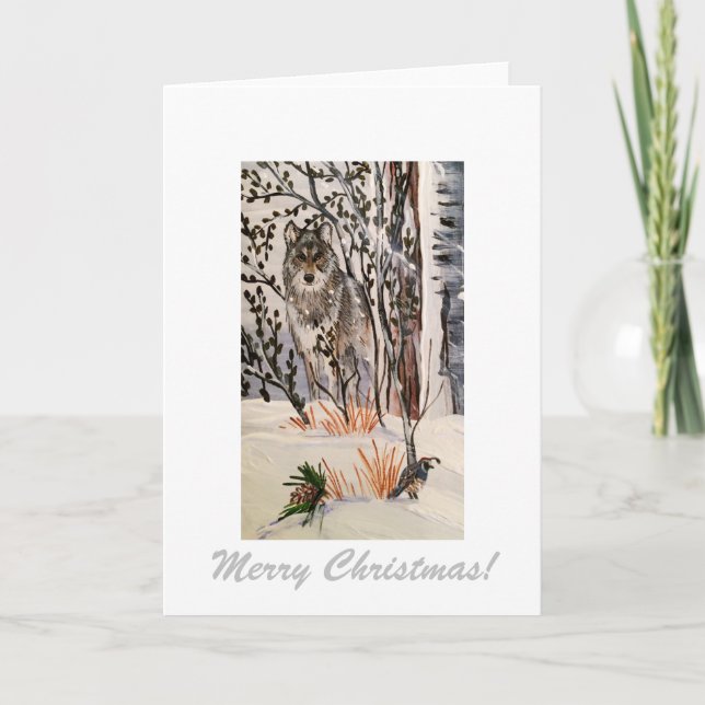 Cartão De Festividades Winter Wolf Notecard (Frente)