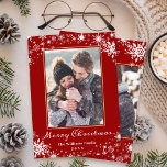 Cartão De Festividades Winter Wonderland Red Gold Merry Christmas 2 Photo<br><div class="desc">Winter Wonderland Red Gold Merry Christmas 2 Photo Holiday Card</div>