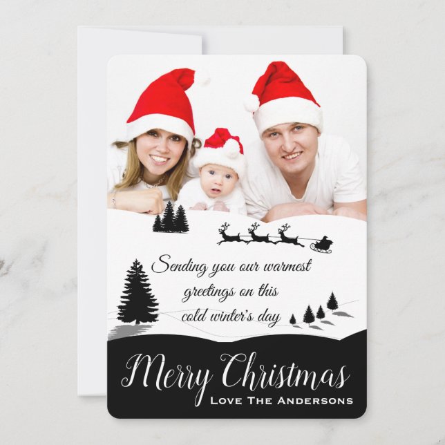 Cartão De Festividades Winter Wonderland Warm Greetings Photo Christmas (Frente)