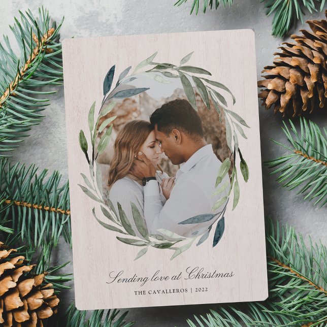 Cartão De Festividades Winter Woods | Watercolor Botanical Photo (Criador carregado)