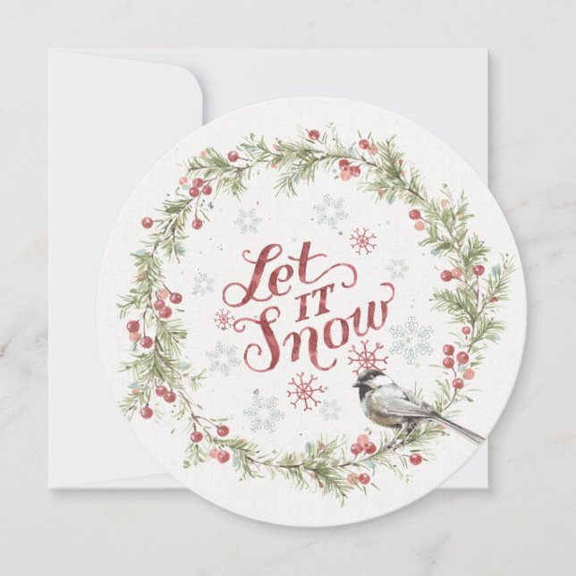 Cartão De Festividades Winter Wreath - Let it Snow (Frente)
