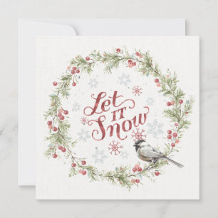 Cartão De Festividades Winter Wreath - Let it Snow