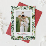 Cartão De Festividades Winterberry e variegated Leaves - Foto do padrão<br><div class="desc">Este cartão de Natal apresenta um design de winterberry festivo com cor de água com folhas variegadas e um quadro de folha de ouro para destacar sua foto favorita. A combinação de delicada arte botânica e sotaques metálicos misturados cria um olhar de eterno. Personalize facilmente o cartão com sua foto,...</div>