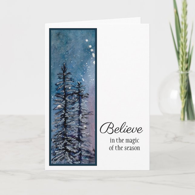 Cartão De Festividades Winter's Night - Believe Holiday Card (Frente)